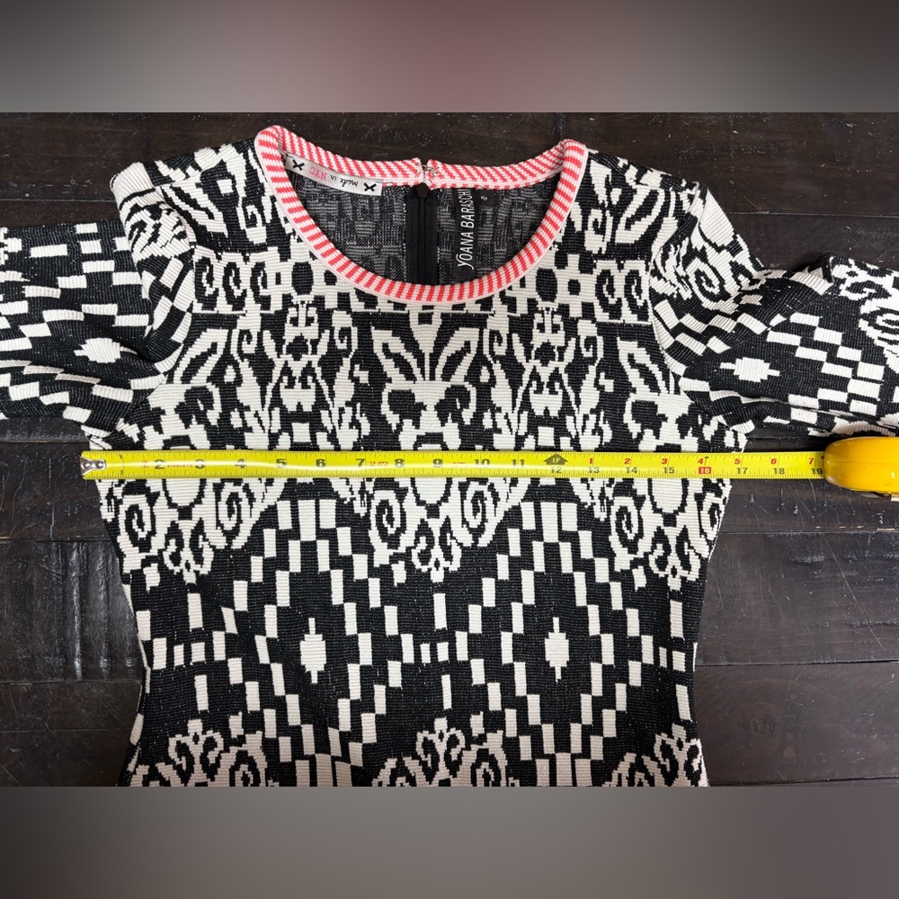 Yoana Baraschi Womens Top Black White Coral Pink Stretch Knit Size Small - Picture 6 of 11